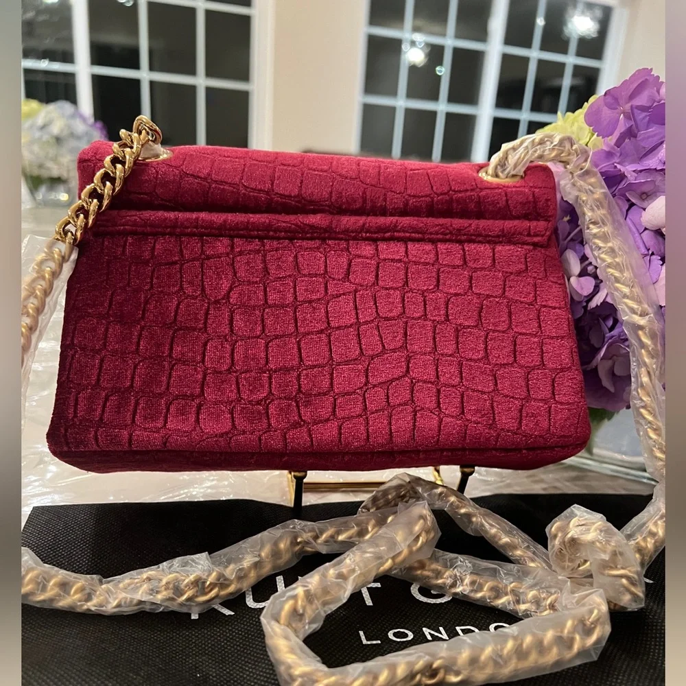 Kurt Geiger London Mini Brixton Velvet Red Crossbody Bag NWT ~  8